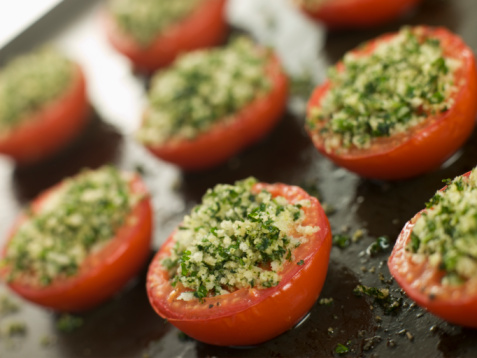 Tomatoes Stuffed with Eggplant, Parsley, and Tahini
